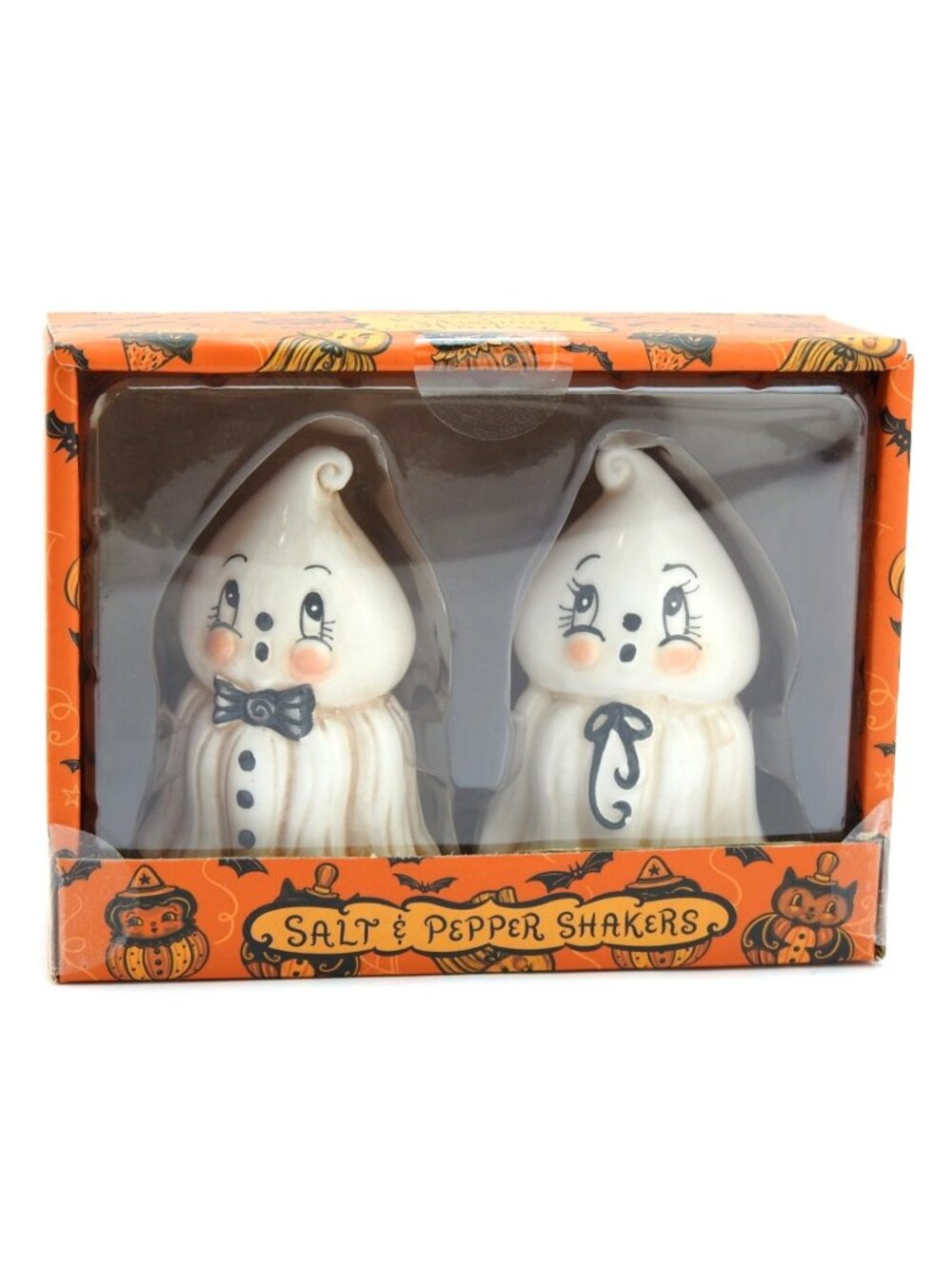 Johanna Parker Ghost Halloween Ceramic Salt & Pepper Shakers Set of 2 New in box